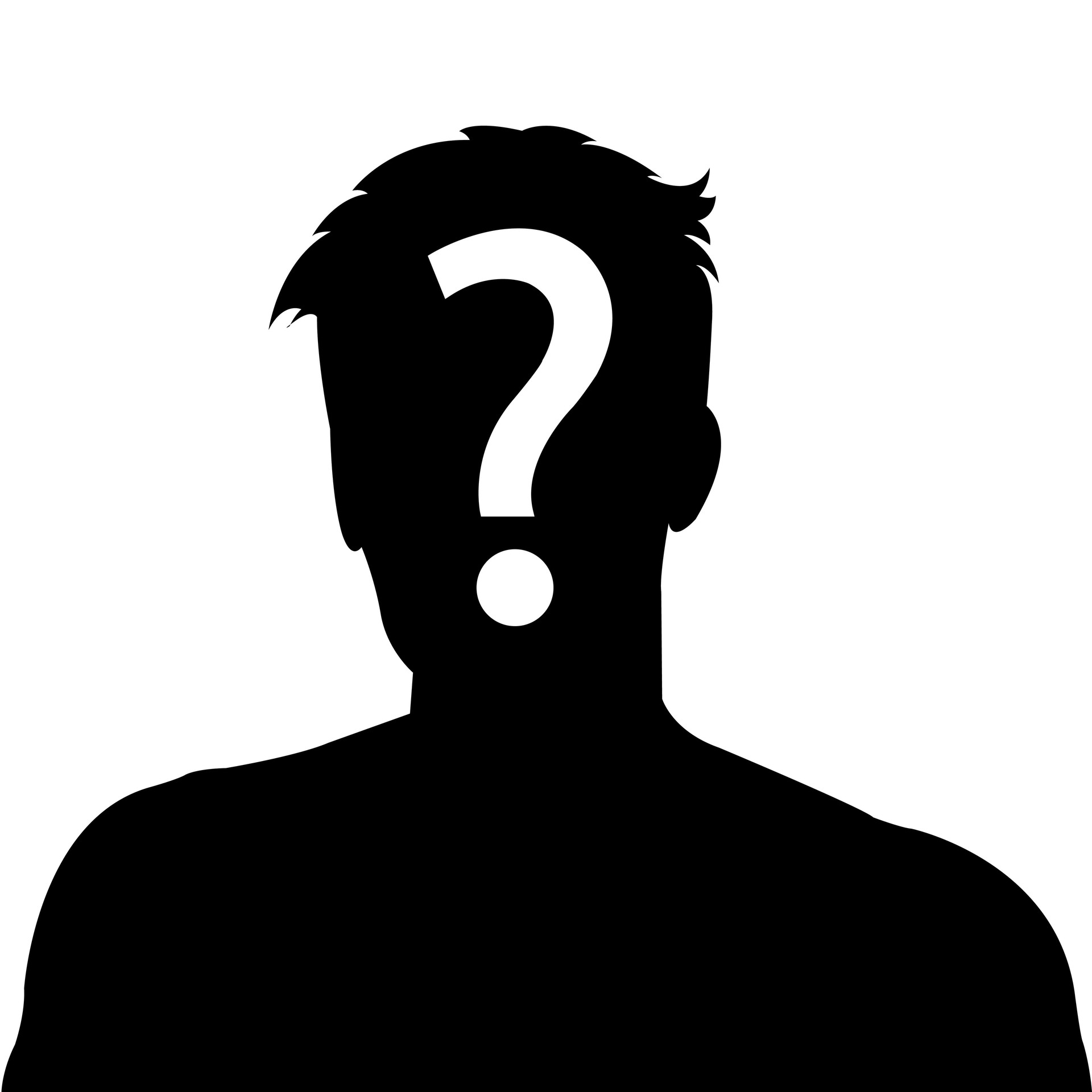 Male silhouette profile picture with question mark